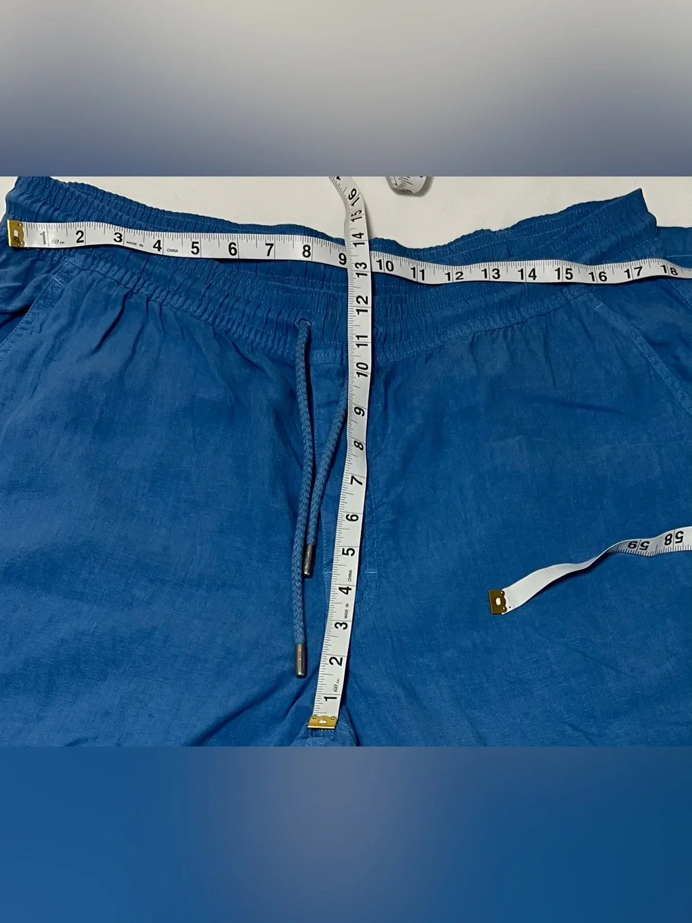 Vilebrequin 100% Linen Cargo Pants XXL Blue Drawstring Resort Coastal Luxury
